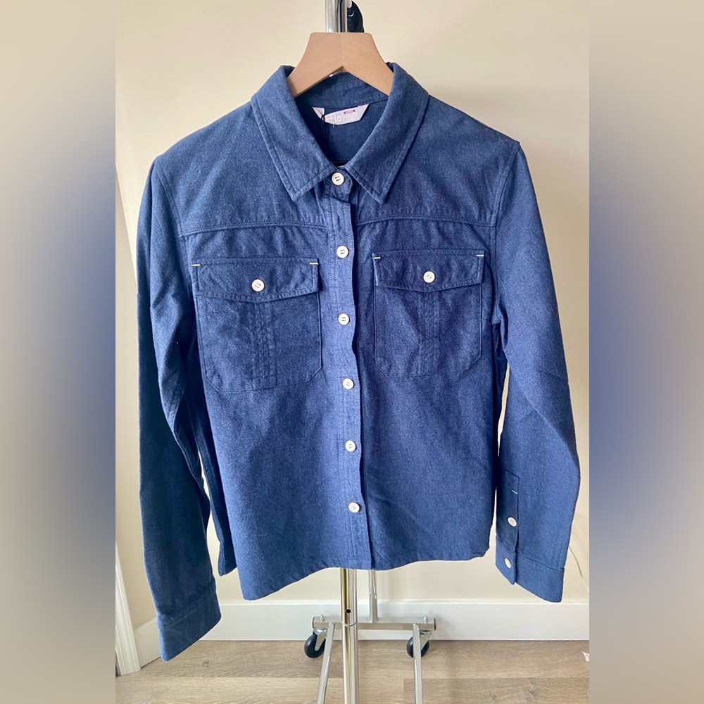 STIO Bevel Flannel Mountain Shadow Heather Blue Gray M  100% Organic Cotton